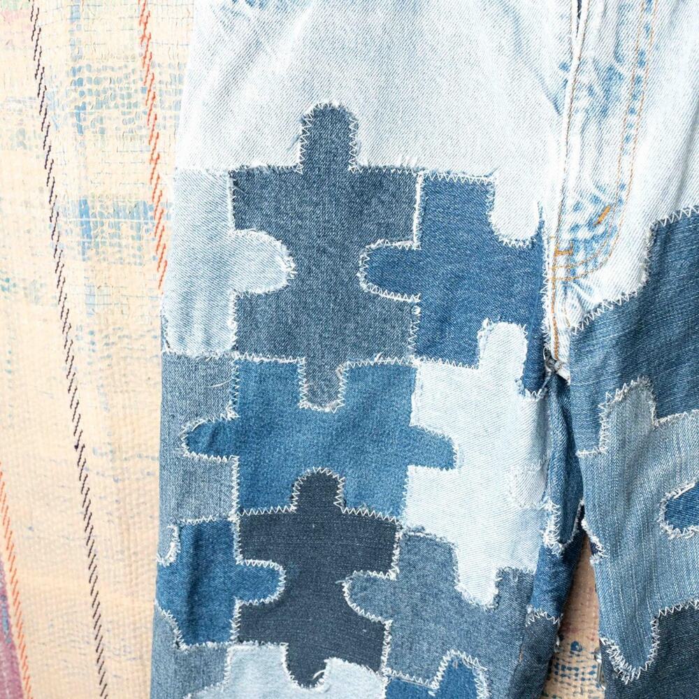 Custom levis patchwork jeans 34 x 30 - Picture 2 of 5